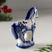 Сувенир Лошадь стоящая, 7х7см, гжель