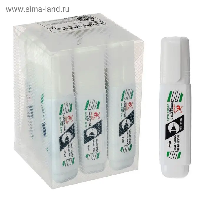 Корректор-карандаш 12 мл., металлический наконечник, на основе растворителя Корректор-карандаш 12 мл., металлический наконечник, на основе растворителя