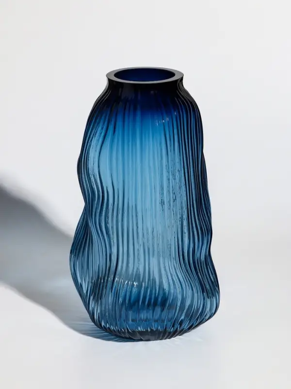 Ваза стекло настольная  Ваза стекло настольная "Ванесса" линии, 29,5х15 см, синий