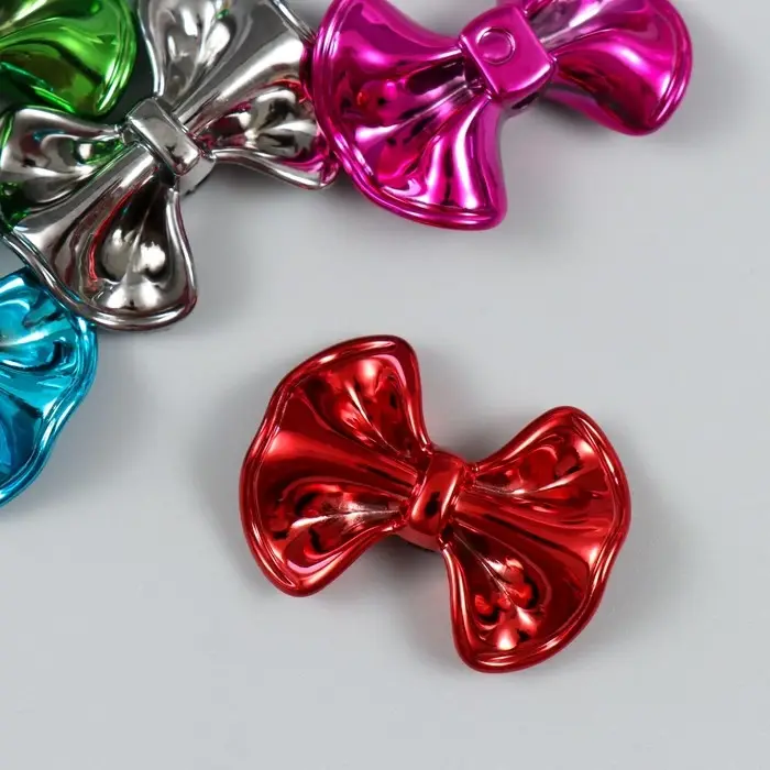 Бусина для творчества пластик "Бант глянцевый металлик" МИКС 3,1х2,3х0,9 см
