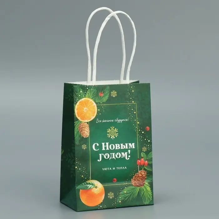 Пакет подарочный новогодний крафтовый «Тепло Нового года», 15 х 10 х 6 см Пакет подарочный новогодний крафтовый «Тепло Нового года», 15 х 10 х 6 см