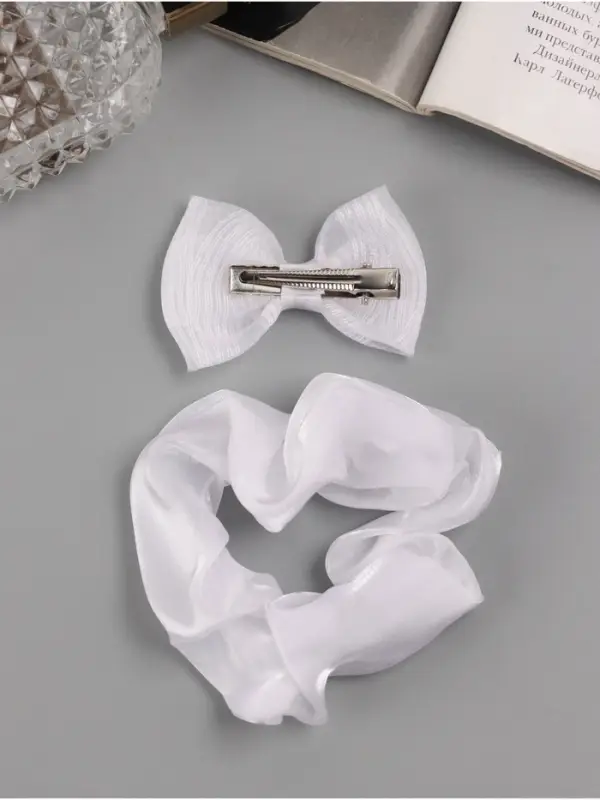 Набор для волос Выбражулька &laquo;Школьница&raquo;, резинка 10 см, зажим 6.5 см, полоски, белый