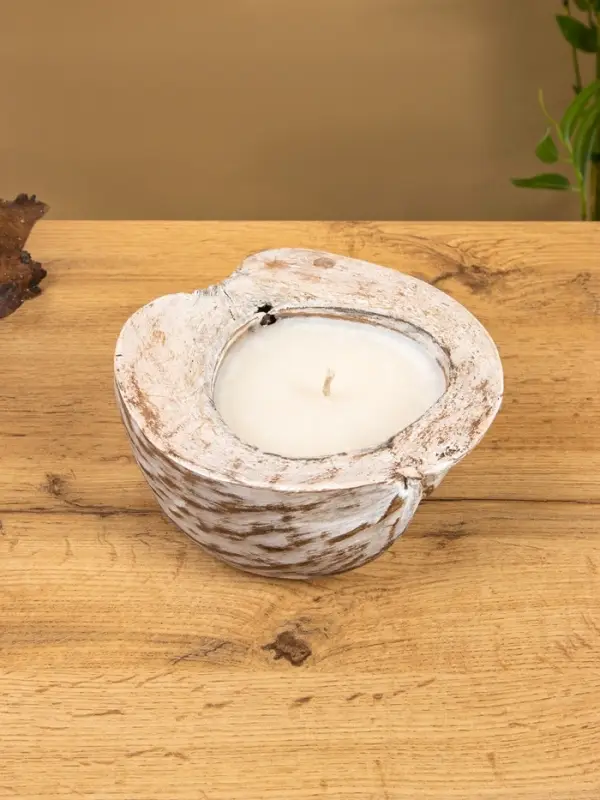 Свеча в кокосе, 20х20х7 см, цв. белый