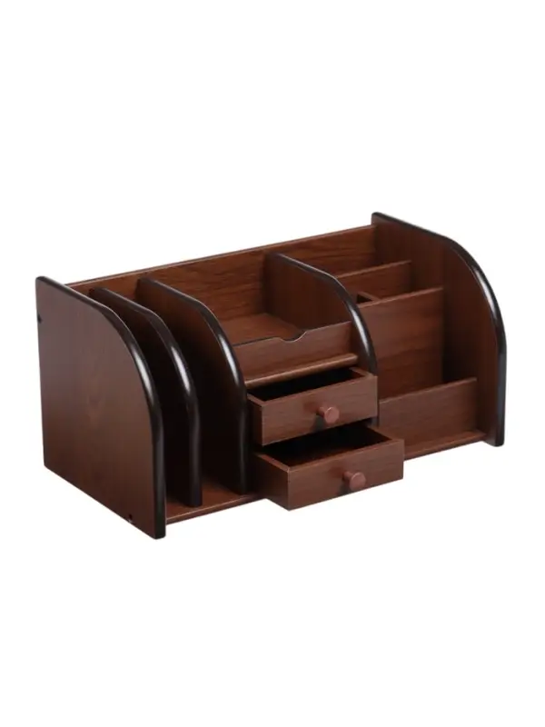Органайзер 7 секций, 2 выдвижных ящика, серия Орех с кантом темным, 16&times;30&times;15 см