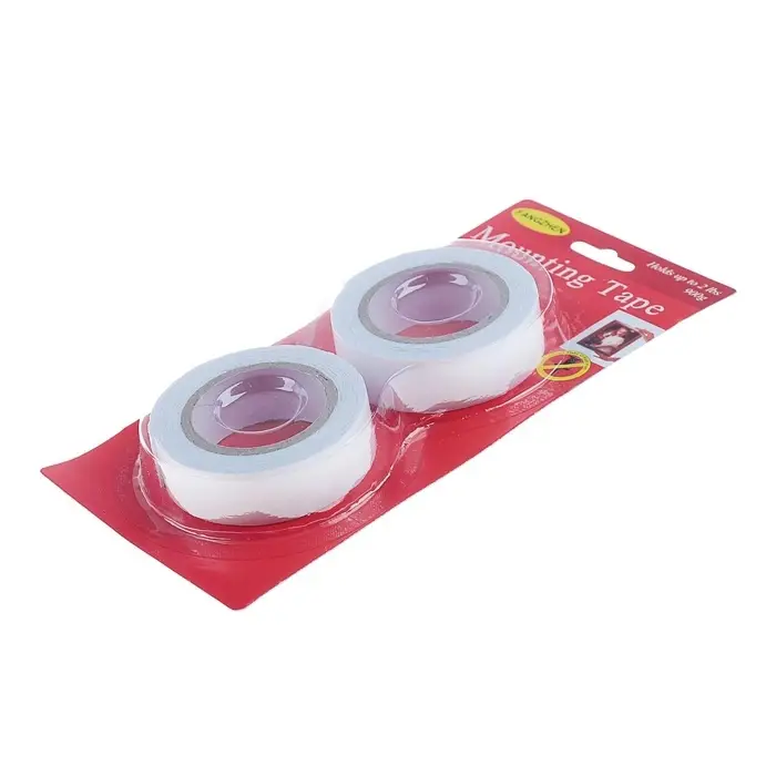 Клейкая лента двусторонняя, на вспененной основе, 18 мм х 1 м, в блистере, 2 шт., с европодвесом Клейкая лента двусторонняя, на вспененной основе, 18 мм х 1 м, в блистере, 2 шт., с европодвесом