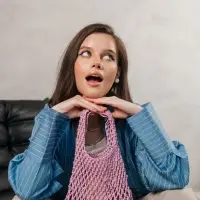 Сумка - авоська плетёная, клетка 1.5 см, лиловая