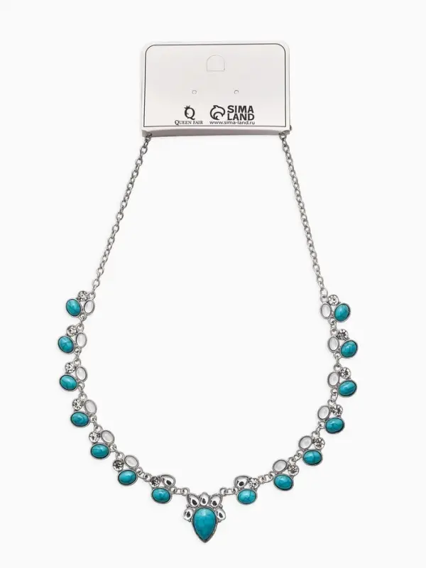 Колье под натуральный камень &laquo;Бирюза&raquo;, с лунным камнем, бело-голубое в серебре, 50 см