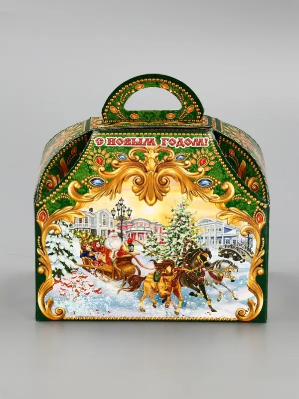 Подарочная новогодняя коробка «ЧУДО ТРОЙКА в золоте» Ларец малый, 18.5×12.5×19 см Подарочная новогодняя коробка «ЧУДО ТРОЙКА в золоте» Ларец малый, 18.5×12.5×19 см