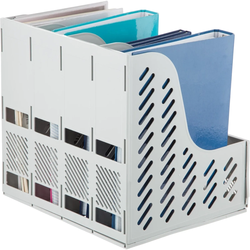 Лоток вертикальный Attache 4отделения сборный серый