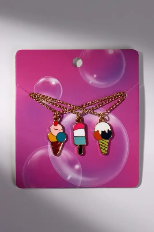 Кулоны парные на цепочке &laquo;Виды мороженого&raquo;, 45 см, цветные в золоте