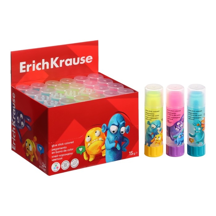 Клей-карандаш 15г ErichKrause EasyStick  Клей-карандаш 15г ErichKrause EasyStick "Jolly Friends" PVP, экономичный расход, микс