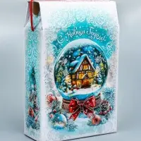 Коробка подарочная новогодняя «Снежный шар» 22.5×34×10 см