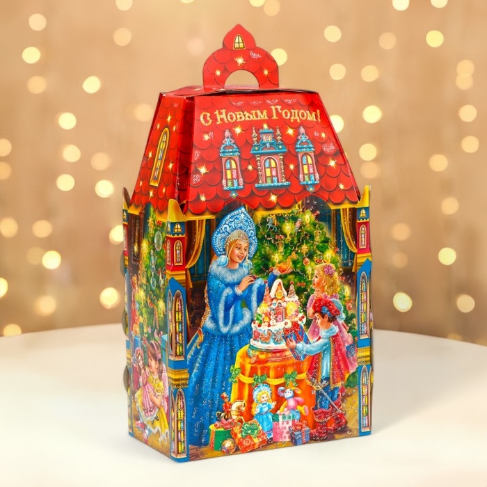 Новый год. Подарочная коробка новогодняя Замок малый  Новый год. Подарочная коробка новогодняя Замок малый "Сияние праздника" 14,6 х 8,2 х 32 см.