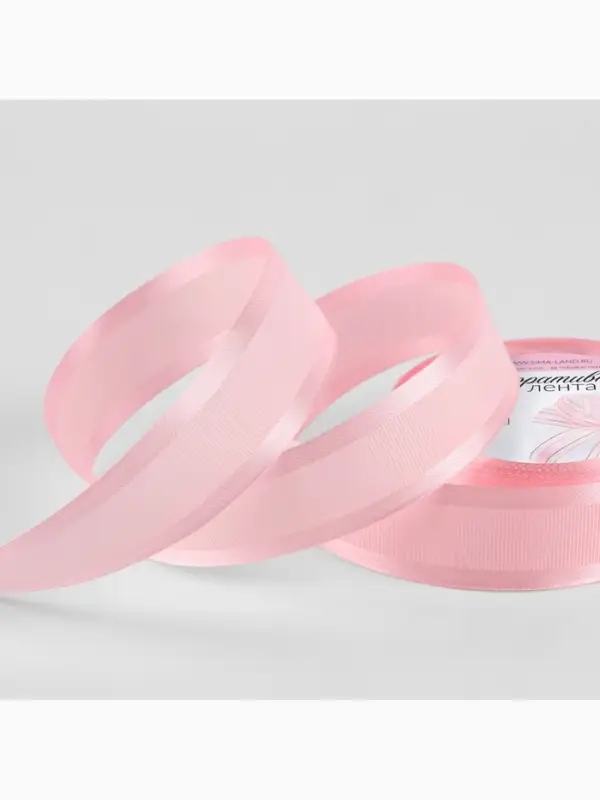 Лента декоративная, репсовая/атласная, 25 мм, 9.1 &plusmn;0.5 м, розовая №04