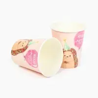 Стакан одноразовый бумажный &laquo;Желаю счастья, ёжик&raquo;, розовый, 250 мл