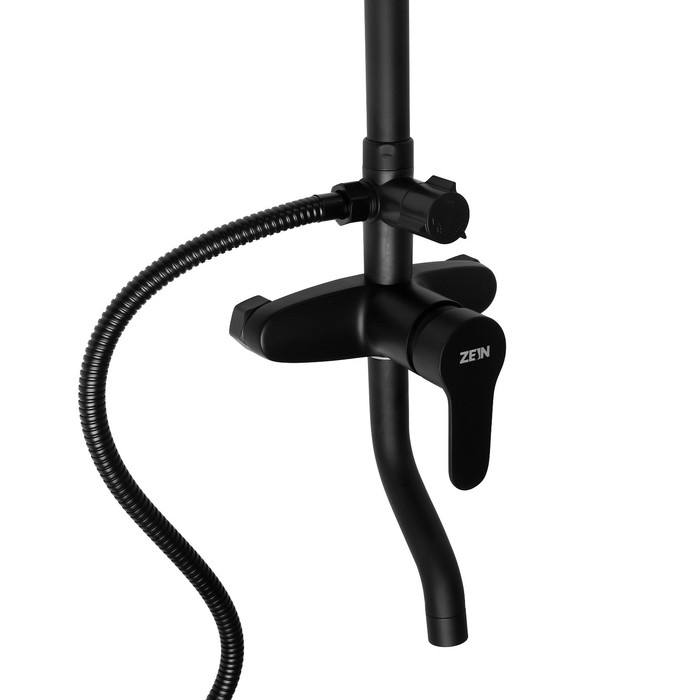 Душевая система ZEIN Z1015, тропическая и ручная лейка, шланг 150 см, черная Душевая система ZEIN Z1015, тропическая и ручная лейка, шланг 150 см, черная