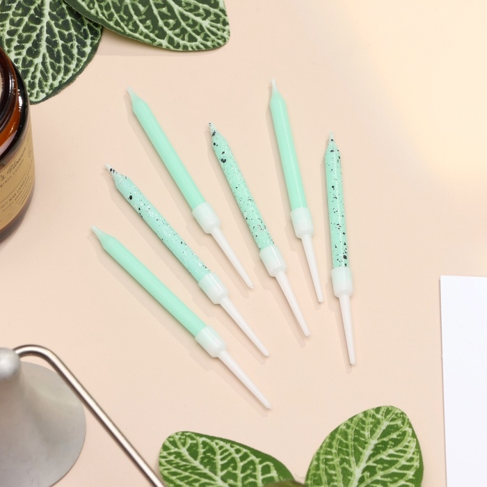 Свечи для торта Свечи для торта "Блестящая вечеринка", 6 шт, голубые