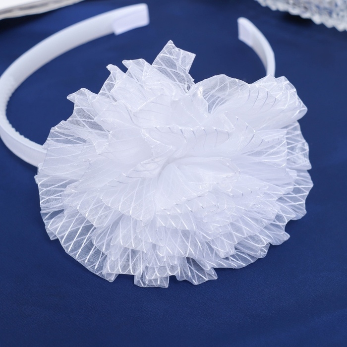 Ободок для волос  Ободок для волос "Школьница" облачко полосы, d 10 см, белый