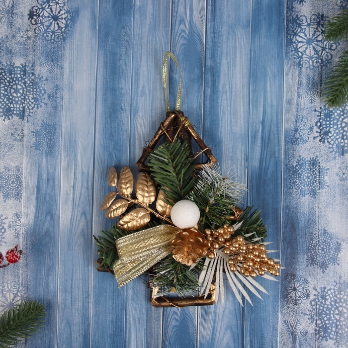 Украшение ёлочное  Украшение ёлочное "Ветка ажурная на ёлке" 20х18 см