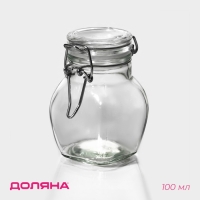 Банка стеклянная для хранения сыпучих продуктов Доляна &laquo;Овал&raquo;, 100 мл, 5,5&times;9 см, с бугельным замком
