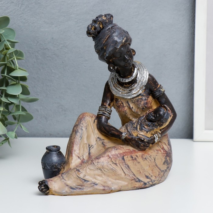 Сувенир полистоун  Сувенир полистоун "Мама с малышом. Африка" 20х17 см