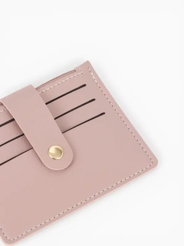 Картхолдер с монетницей на молнии, цвет розовый