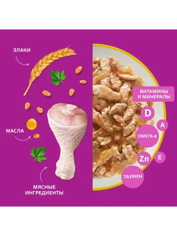 Влажный корм Whiskas для кошек, с курицей, желе, 75 г