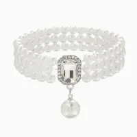 Набор 3 пред-та: серьги,колье.браслет "Императрица жемчуга", цвет белый в серебре