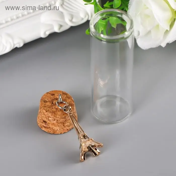 Декор для творчества стекло "Бутылочка с пробкой - Эйфелева башня" 6х2х2 см