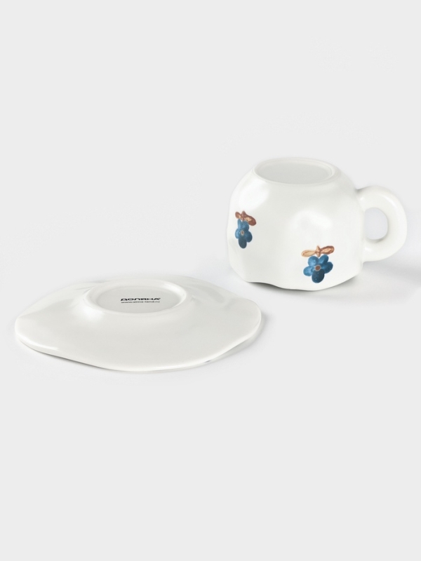 Чайная пара Доляна «Гводика», чашка 220 мл, блюдце d=16 см, ручная роспись, керамика, белая Чайная пара Доляна «Гводика», чашка 220 мл, блюдце d=16 см, ручная роспись, керамика, белая