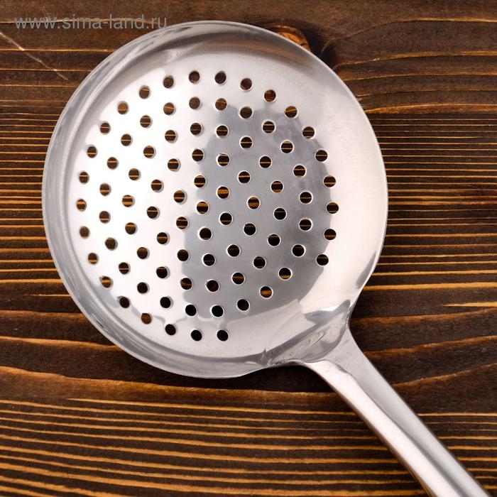 Шумовка для казана узбекская 53см, диаметр 15см, светлая деревянная ручка Шумовка для казана узбекская 53см, диаметр 15см, светлая деревянная ручка