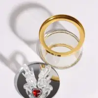 Шкатулка стекло с металлическим ободком "Лебеди с сердцем" золото 6,3х6,3х8,8 см