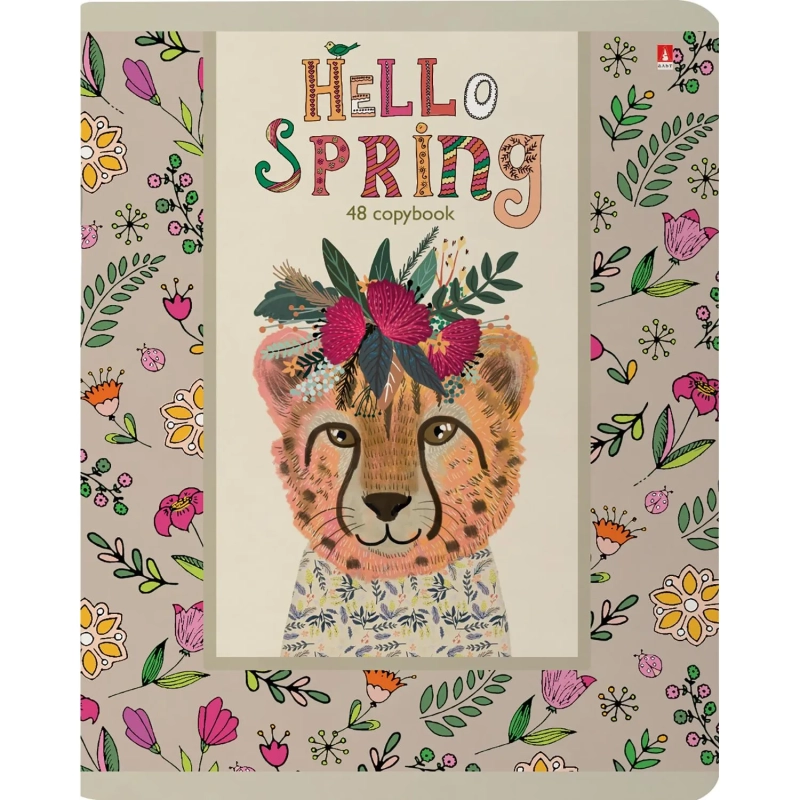 Тетрадь общая А5 ,48л, клетка,скрепка, HELLO SPRING, 5 шт в уп,7-48-448/5