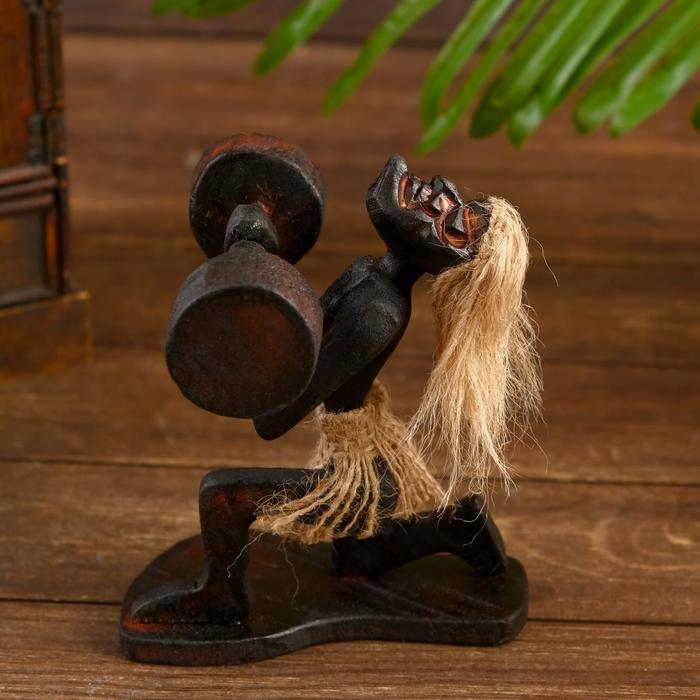 Сувенир «Абориген-штангист», 10×11×19 см, дерево Сувенир «Абориген-штангист», 10×11×19 см, дерево