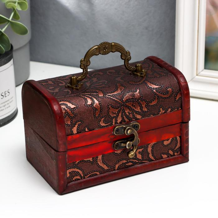 Шкатулка дерево сундучок с ручкой  Шкатулка дерево сундучок с ручкой "Ветвь" 9,4х13,8х9,7 см