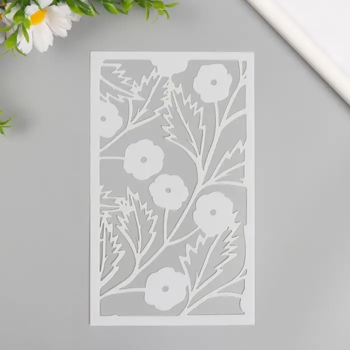 Трафарет фоновый пластик  Трафарет фоновый пластик "Маленькие цветы" 12х20 см