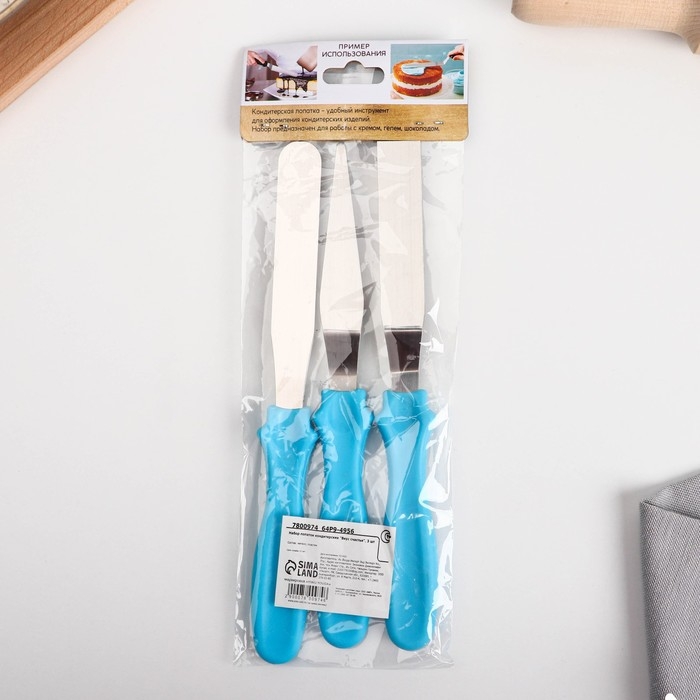 Набор лопаток кондитерских «Вкус счастья», 23 см х 8.5 см х 2.5 см 3 шт Набор лопаток кондитерских «Вкус счастья», 23 см х 8.5 см х 2.5 см 3 шт