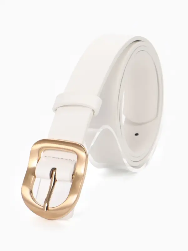 Ремень женский, 2.7&times;105 см, золотистая пряжка, 1 прокол, белый