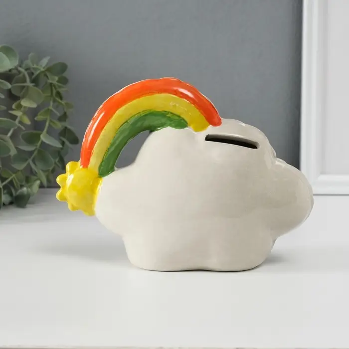 Копилка для денег &laquo;Облачко-шарик с радугой&raquo;, керамика, 7.5&times;18&times;13.2 см