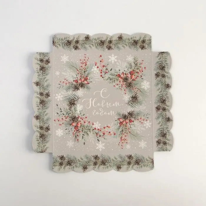 Коробка для кондитерских изделий с пластиковой крышкой &laquo;Венок&raquo;, 15 х 15 х 3 см