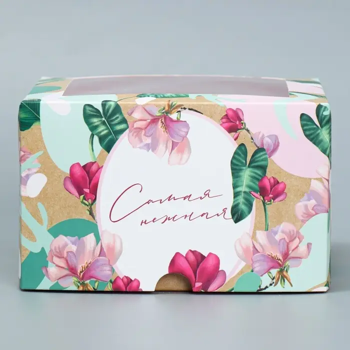 Коробка для капкейков, кондитерская упаковка двухсторонняя, 4 ячейки «Самая нежная», 16 х 16 х 10 см Коробка для капкейков, кондитерская упаковка двухсторонняя, 4 ячейки «Самая нежная», 16 х 16 х 10 см