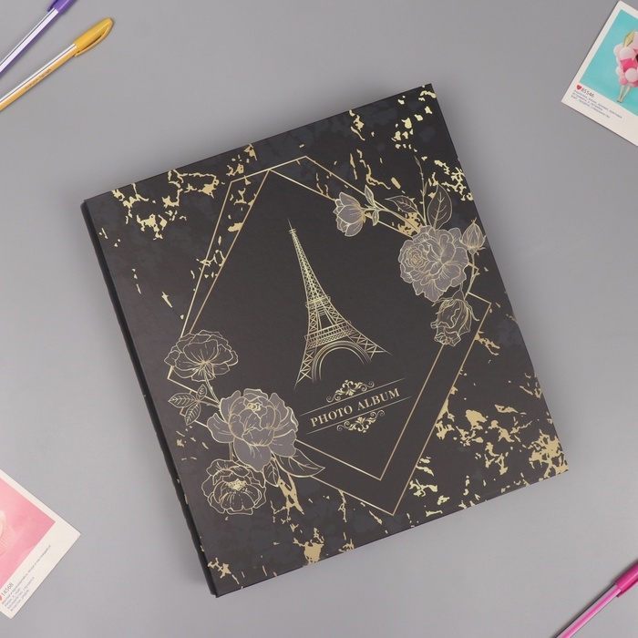 Фотоальбом на 800 фото 10х15 см Фотоальбом на 800 фото 10х15 см "Париж. Геометрия" коробке чёрн зол.обводка 5,5х30,5х33,5см