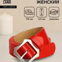 Ремень женский с винтом, 110&times;2.5 см, матовая классическая пряжка металл, красный