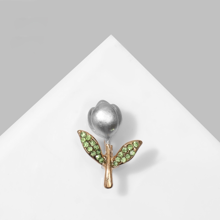 Брошь «Цветок» бутон розы, цвет зелёный в золоте Брошь «Цветок» бутон розы, цвет зелёный в золоте