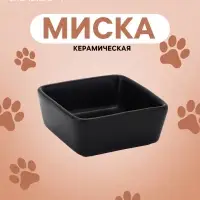 Миска &laquo;Квадрат&raquo;, 150 мл, 9&times;4 см, керамика, чёрная