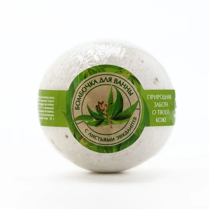 Бомбочка для ванны с листьями эвкалипта, 120 г, Кладовая красоты Бомбочка для ванны с листьями эвкалипта, 120 г, Кладовая красоты