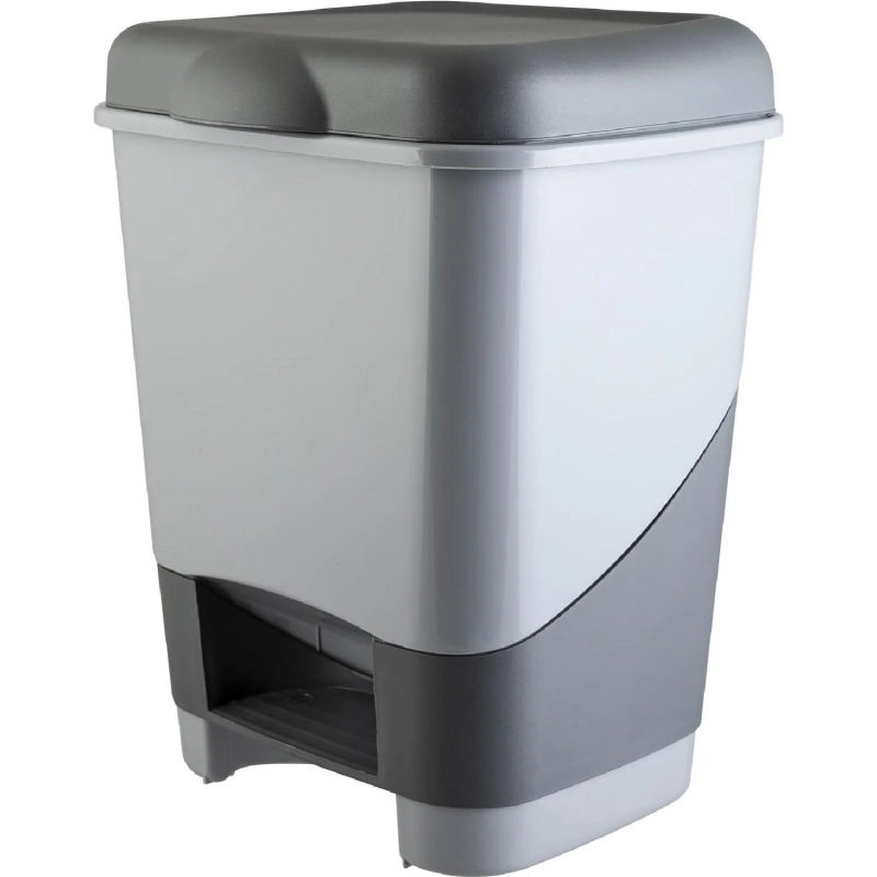 Контейнер для мусора пластик 20л прям сер с пед и крышк 325х1100х680мм_428