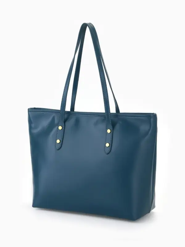 Сумка-шопер женская на молнии, размер 30.5&times;12&times;27 см, однотонная, синяя