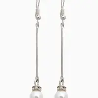 Серьги с жемчугом &laquo;Бусинки на палочке&raquo;, белые