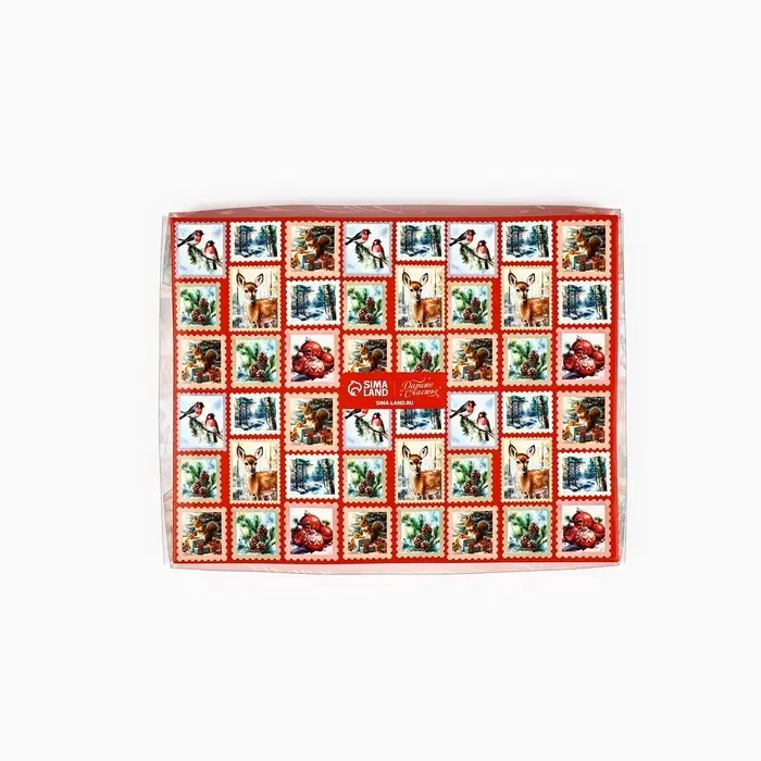 Коробка под 12 конфет с ячейками &laquo;Новогодние сюжеты&raquo;, 14.5&times;18.5&times;3 см